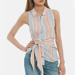 FREE PEOPLE MACKENZIE WRAP TOP in Ivory Combo $78 Size XS *fits medium